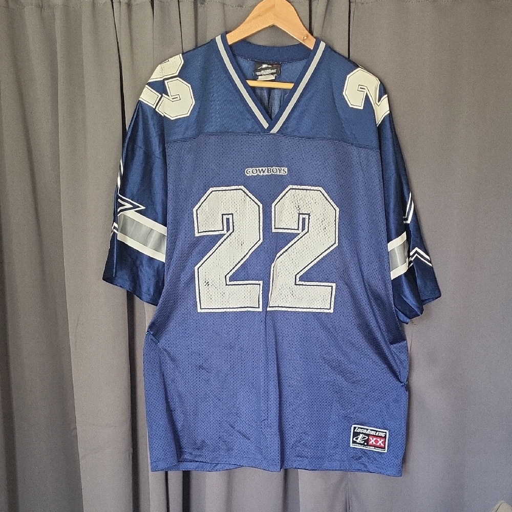 E. Smith Vintage Logo Athletic Blue and White Cowboys Jersey